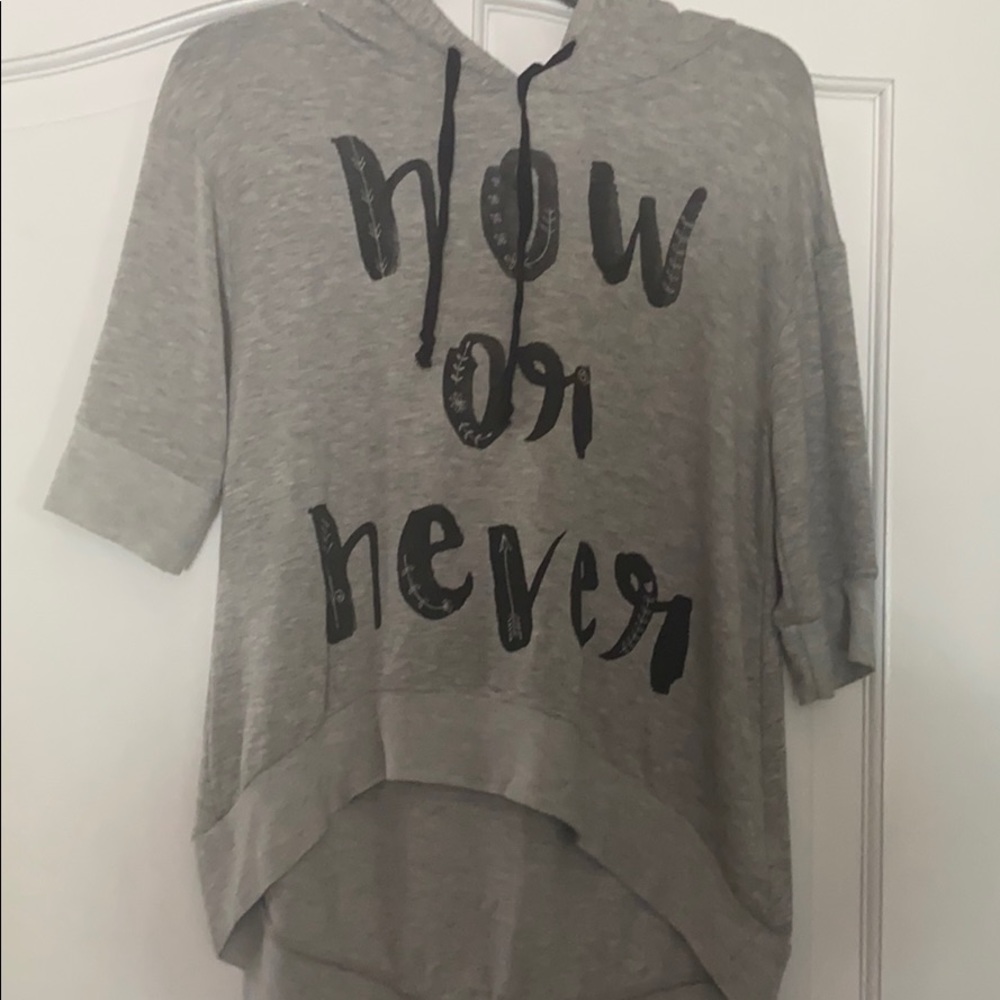 Wild Kiss Now or Never Gray Hooded Tshirt